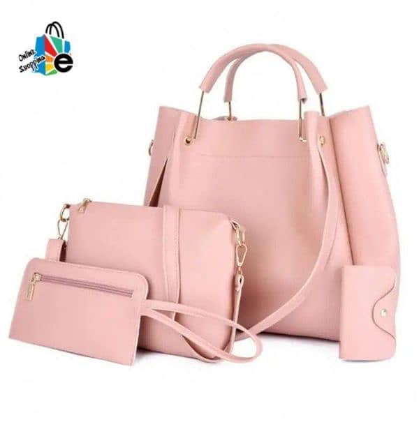 Set of 4 Brand New Premium Quality PU leather Ladies Plain Handbags 8