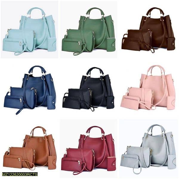 Set of 4 Brand New Premium Quality PU leather Ladies Plain Handbags 9