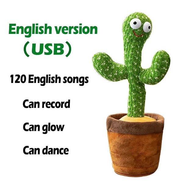 Dancing Cactus Toy Repeat Talking USB Charging Can Sing Record 1