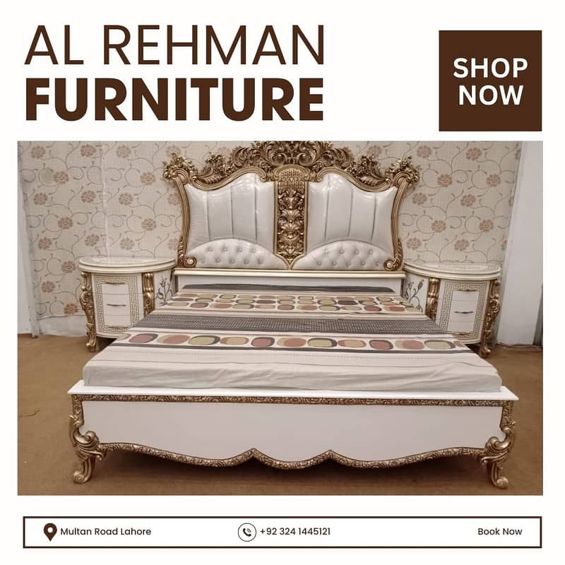 bed set / king size bed / double bed / poshish bed / bed / side table 1