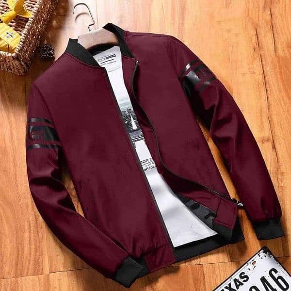 Men's Fleece Bomber Jacket Comfortable Plain Design in Marion. 1