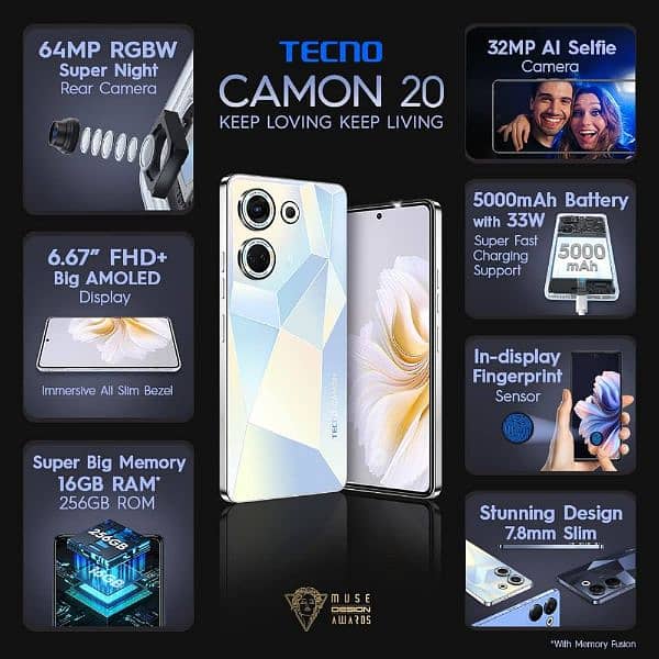 Tecno  camon 20 Brand new set 16GB & 256GB 5