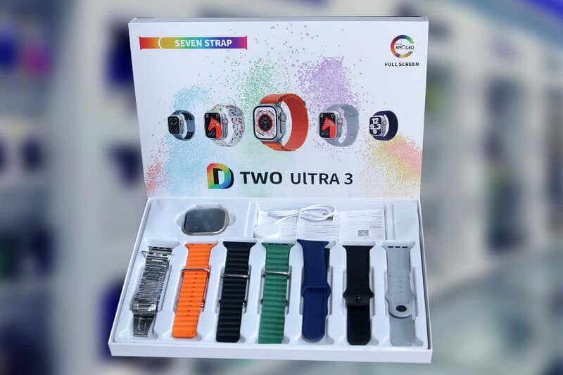 D Two Ultra 3 Smart Watch - 7in1, 2.02" HD, Bluetooth Call + 7 Straps 1