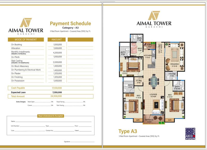 Prime Location AIMAL TOWER APPARTMENT For Sale In The Perfect Location Of GULISTAN-E-JOHAR VIP BLOCK 17 14