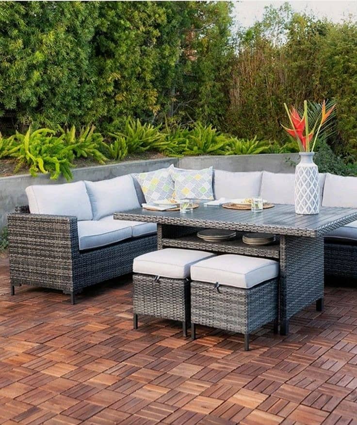 rattan furniture/rattan sofa/dining table/outdoor chair/cane sofa set 5