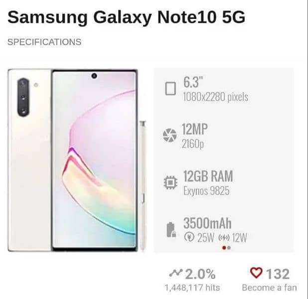 Samsung glaxy note 10 5g 12/256 6