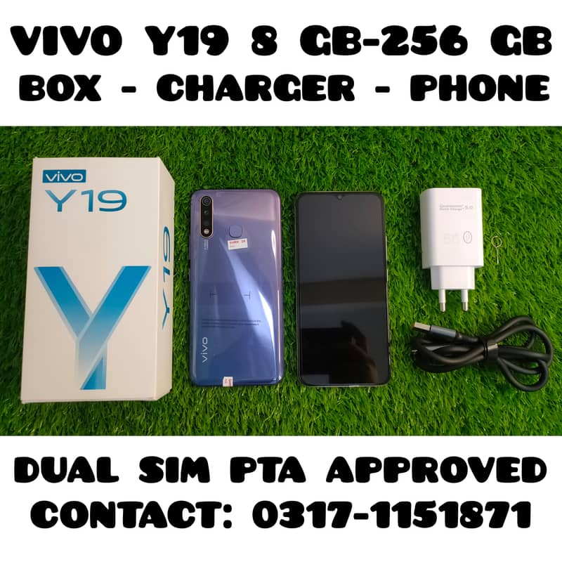 VIVO Y19 8 GB - 256 GB WITH BOX AND FAST CHARGER DUAL SIM PTA APPROVED 0