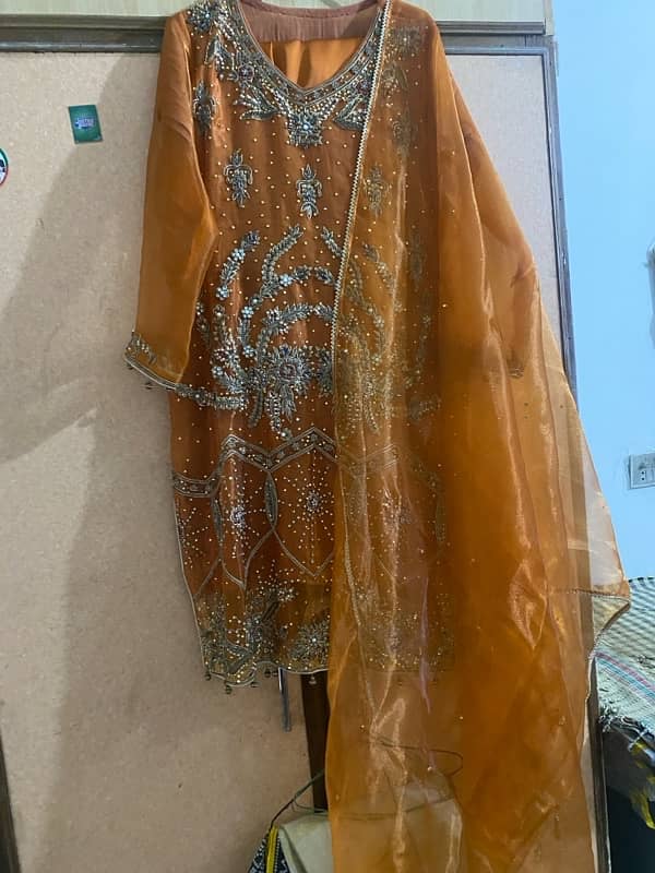 heavy shirt with duppta and trouser for sale 1