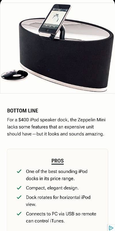 Bowers & Wilkins Zeppelin Mini  Bluetooth Speaker (JBL Sony B&W ipod) 5