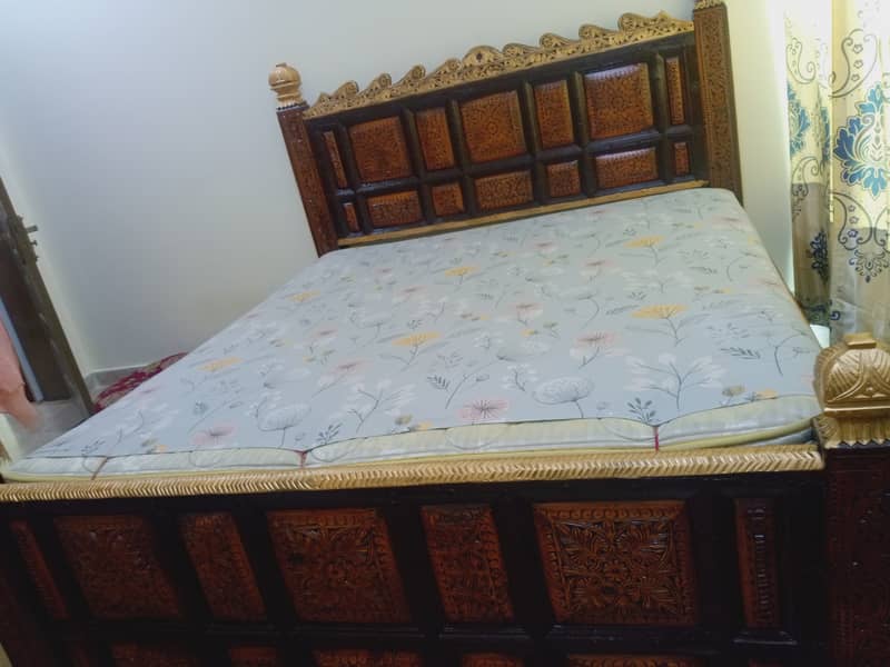 Pure wood bed set with new matress 2