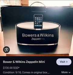 Bowers & Wilkins Zeppelin Mini  Bluetooth Speaker (JBL Sony B&W ipod)