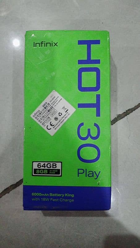 infinix hot 30 play 4/64 condetion fresh glas break not open 5