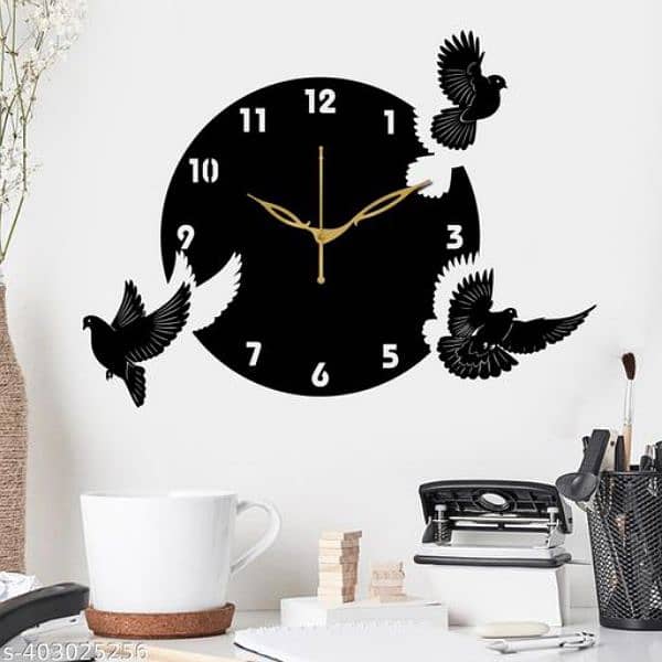 Elegant 3D Wooden Bird Wall Clock - Unique Home Decor Timepiece 0