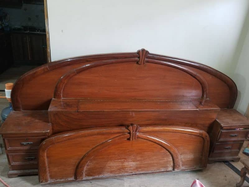 Solid Wooden Bed with Attached Side Tables 2