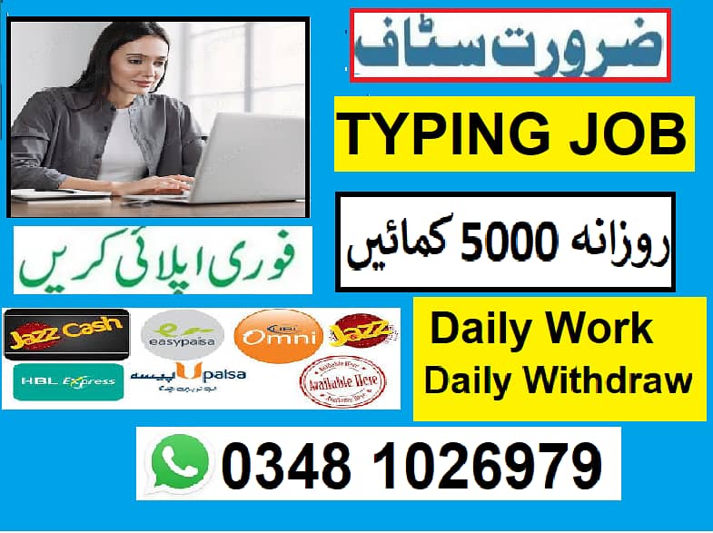 Online part time  available//Typing job 0