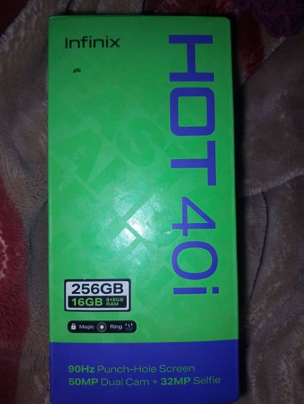 Infinix hot 40i 8+8 256 3 mounth warranty box charger available 2