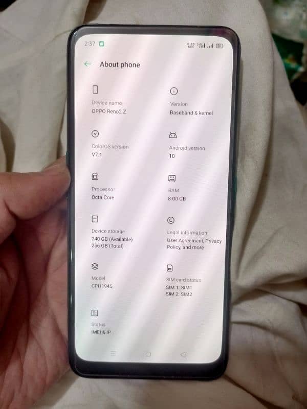 conditions 10/10 oppo Reno 2z 4