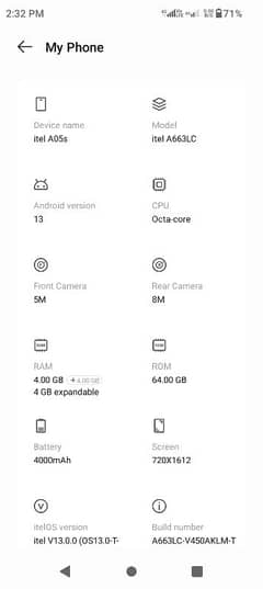 ITEL A05s 4+4--64GB