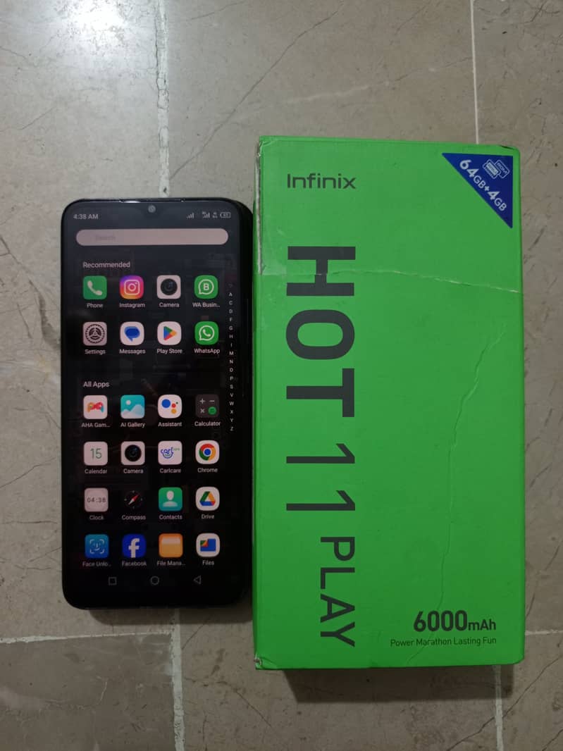 Hot 11 play 4gb 64gb with box all ok 15