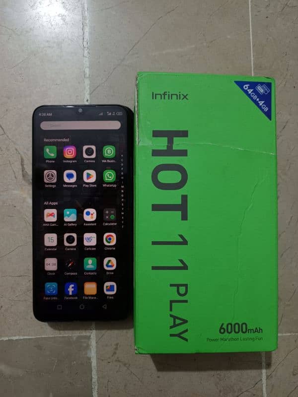 infinix hot 11play 4gb 64gb 6000mh batrry with box 11