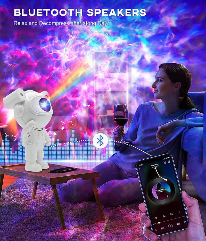 Astronaut Projector Lamp Galaxy Projector Light with Speaker Remote 7