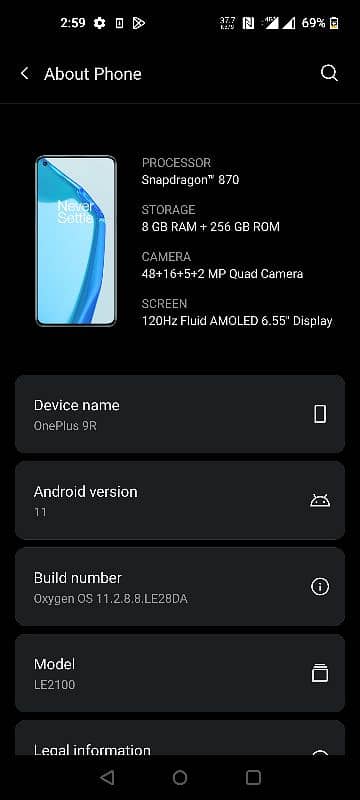 One plus 9R 8 Gb Ram 256 Gb Rom For Sale 2