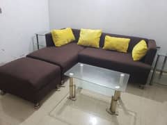 L Shape Sofa Set with 2 Side Tables and 1 Cente Table