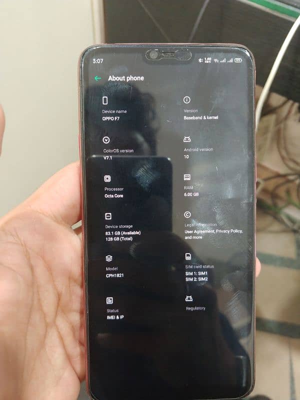 Mobile model Oppo F7 6GB Ram 128 GB Storage 0