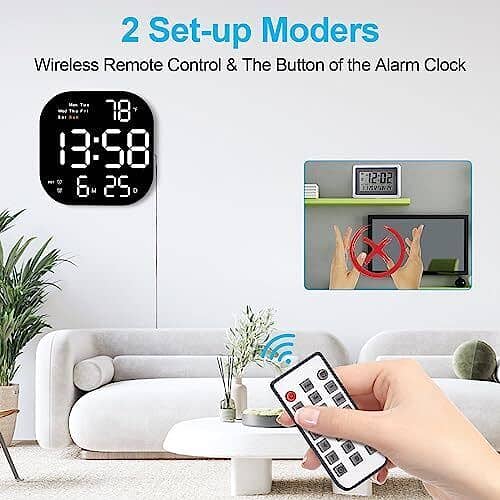 LED Digital Wall Clock With Remote Control, Large Display 1