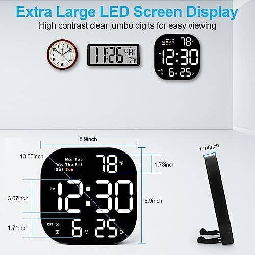 LED Digital Wall Clock With Remote Control, Large Display 2