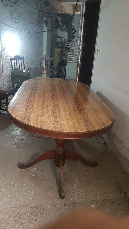 Solid wood dining table with 10 chairs 5