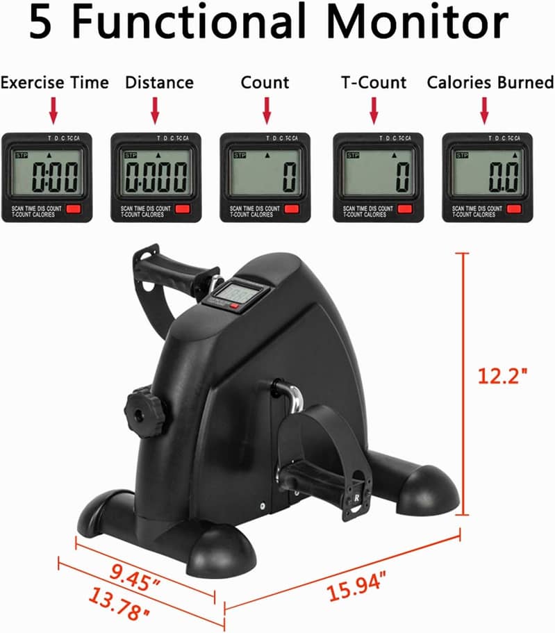 Exercise Bike Pedal Exerciser with LCD Monitor for Leg and Arm 1