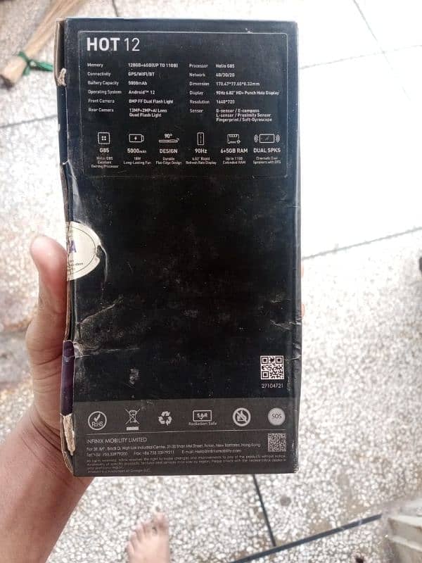 Infinix hot 12 hia no opne no repair okay condition 10 by 10 with box 2