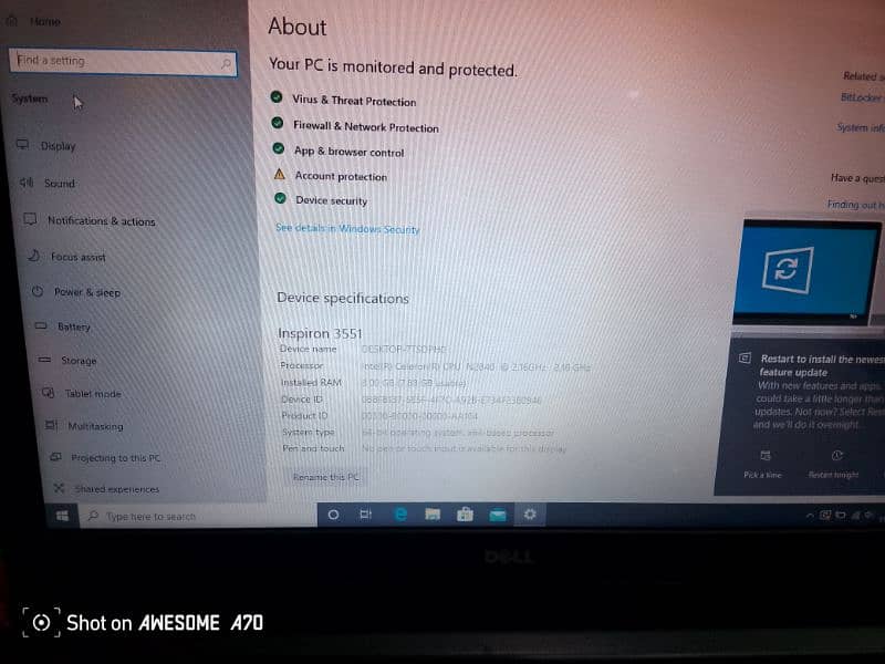 dell laptop 4th generation celeron dual core Prossesor 3