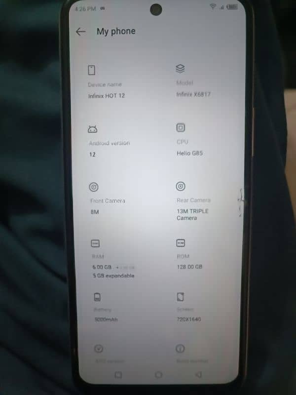 infinix t 12 6+5 GB Ram . 128 GB Rom 4