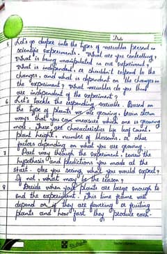 handwriting assignment work