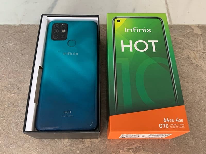 Infinix Hot 10 4gb 64gb with box pta approved no fault 8