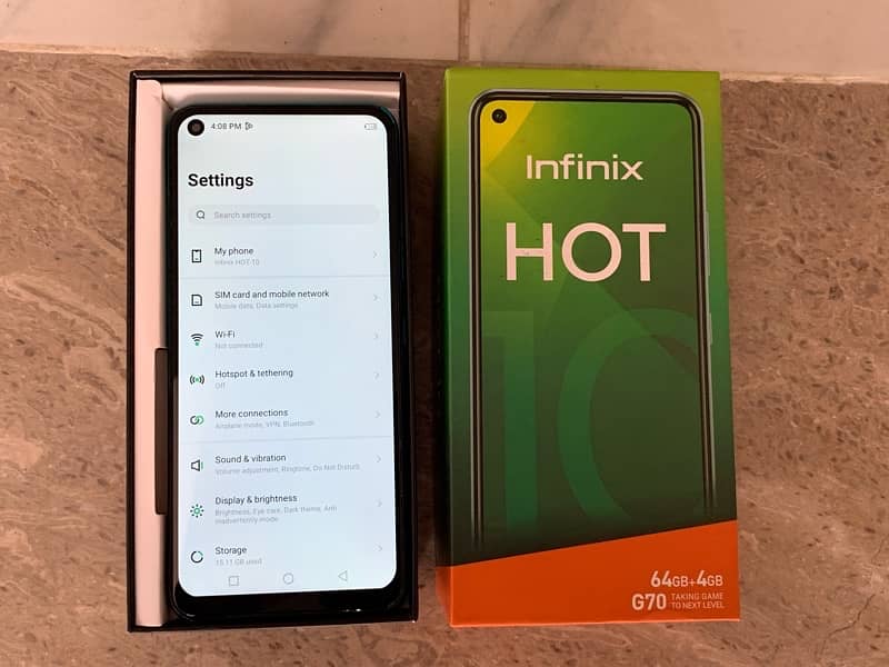 Infinix Hot 10 4gb 64gb with box pta approved no fault 9