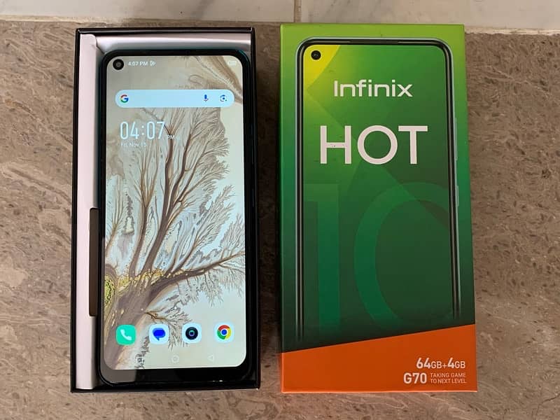 Infinix Hot 10 4gb 64gb with box pta approved no fault 10