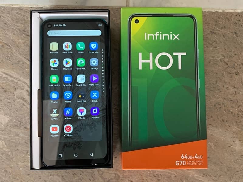 Infinix Hot 10 4gb 64gb with box pta approved no fault 12