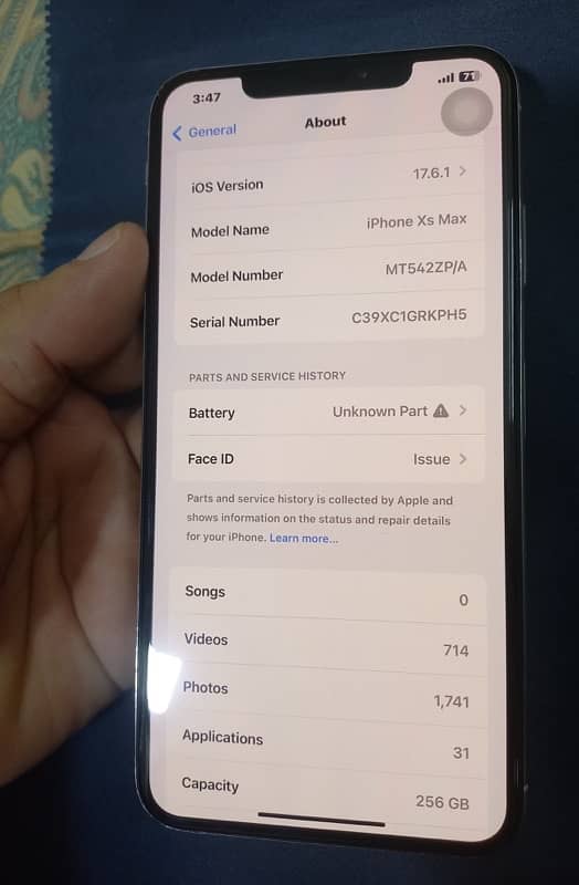 iPhone xsmex 256 dual sim PTA 4