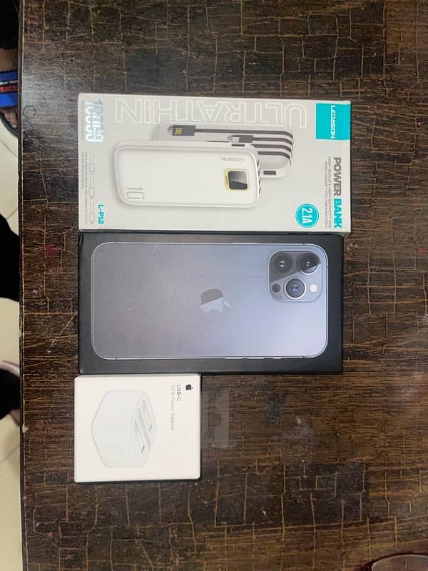 Iphone 12 promax 256 gb non pta with charger and power bank 6