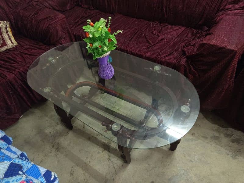 Traditional fency side glass tables 3 piece set 0