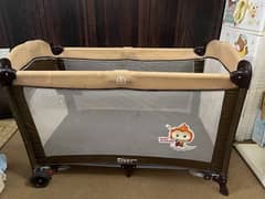 Folding crib with diaper table multifunctional portable bedside bed