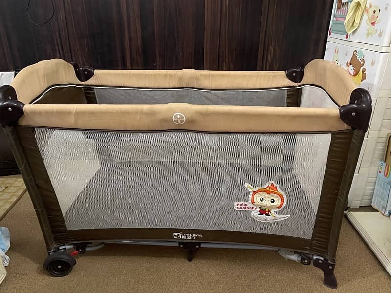 Folding crib with diaper table multifunctional portable bedside bed 0