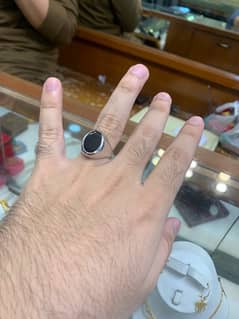 original chandi ring with black aqeeq stone