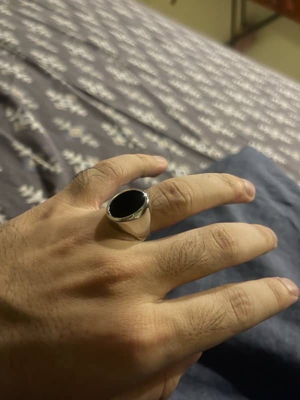 original chandi ring with black aqeeq stone 1