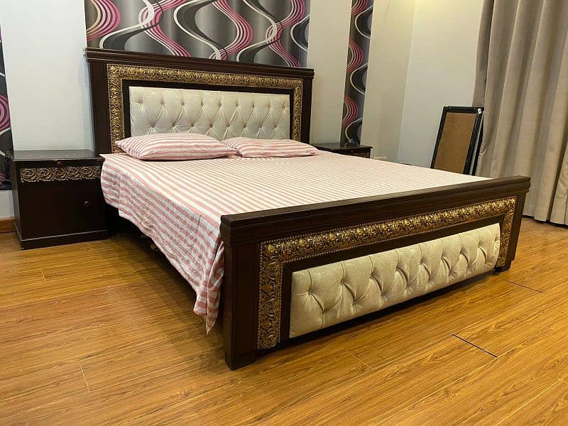 king size bed with 2 side tables ( without mattress) 1