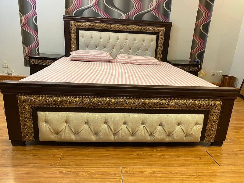 king size bed with 2 side tables ( without mattress) 3