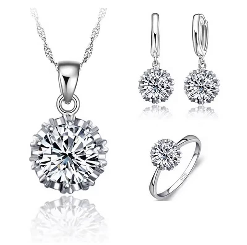 Elegant Zircon 925 Silver Jewelry Set for Women 0